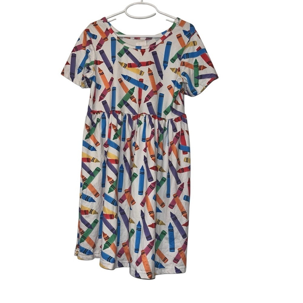 Boutique Colorful Crayon Print Kids Dress Sz 7-8 school